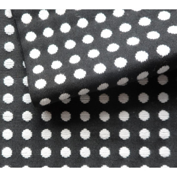 white dots poly cotton jacquard fabric for fashion dress